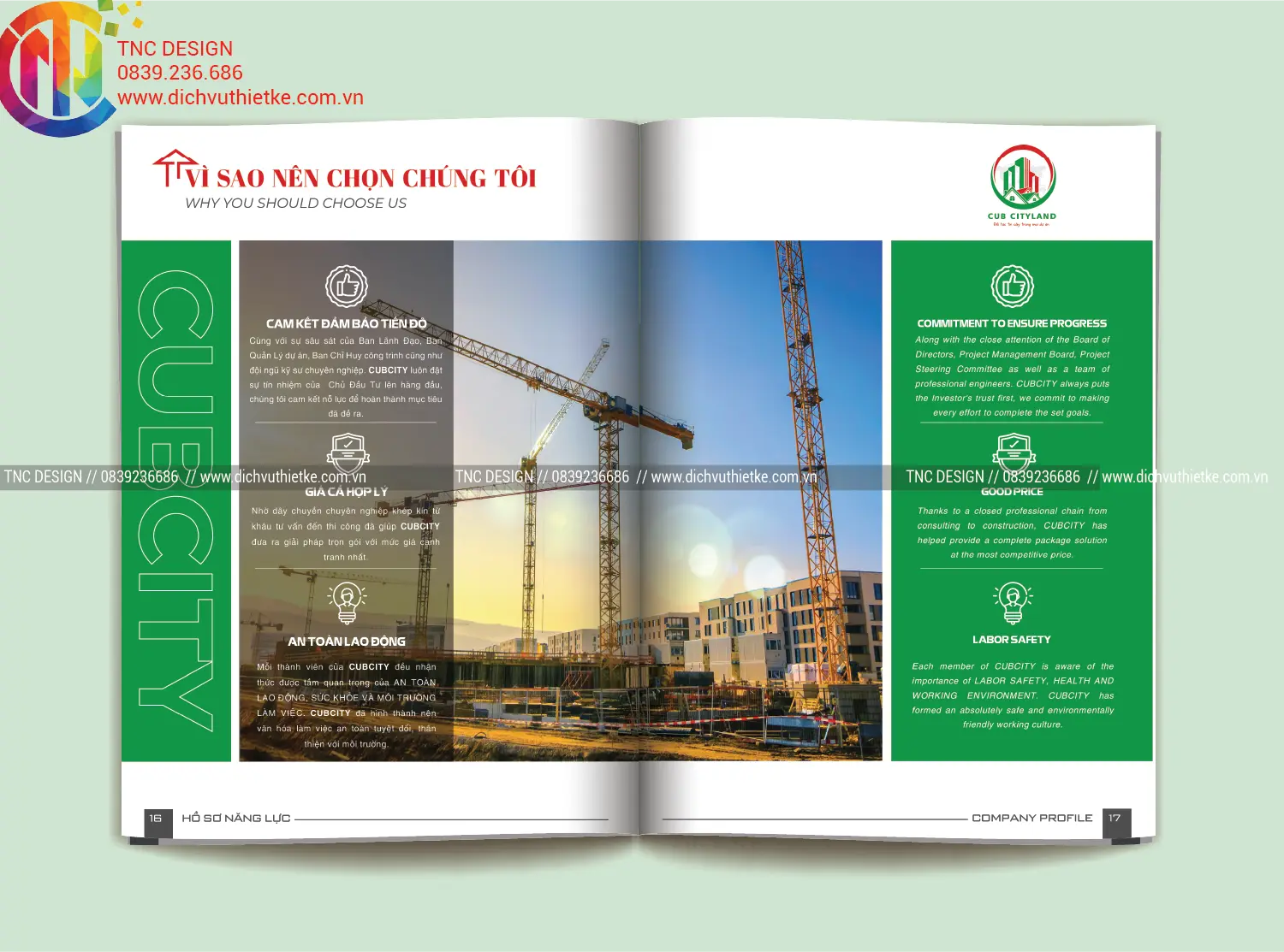 Vì sao chọn chúng tôi trong thiết kế hồ sơ năng lực công ty xây dựng Cub CityLand