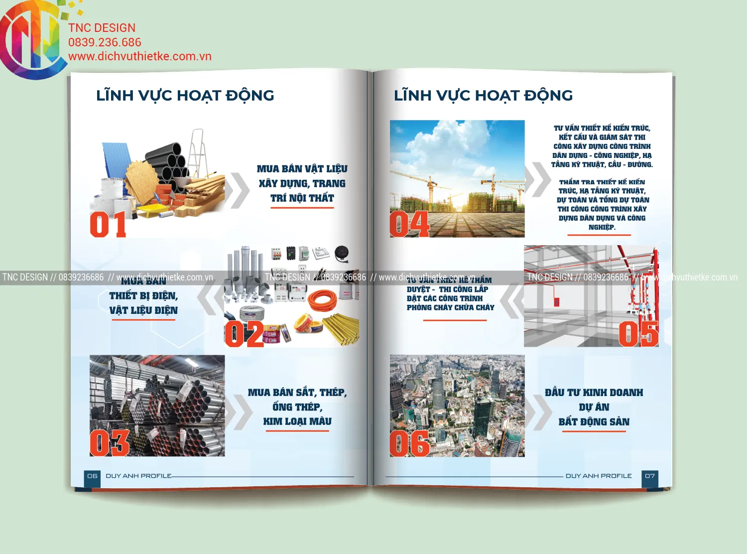 Các lĩnh vực hoạt động trong hồ sơ năng lực công ty xây dựng Duy Anh